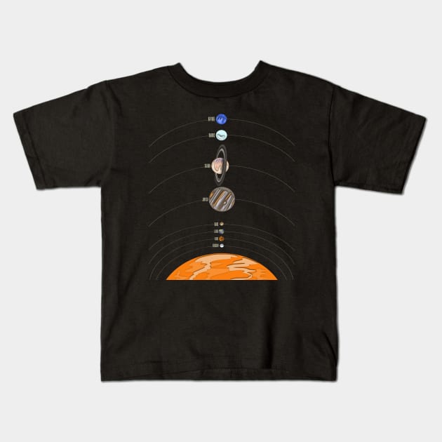 minimalistic solar system Kids T-Shirt by acatalepsys 